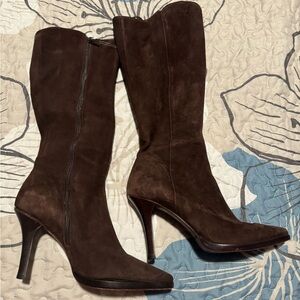 Antonio Melani Suede Brown Knee High Boots Sz 9 US Pre-owned